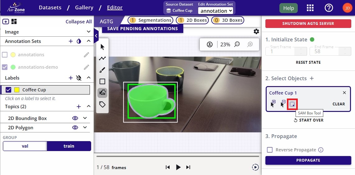 Resulting Annotation using SAM Box Tool