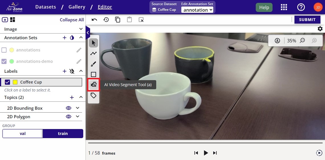 Select the Video Segment Tool