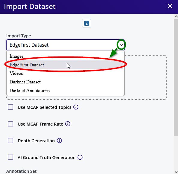 EdgeFirst Dataset Dropdown