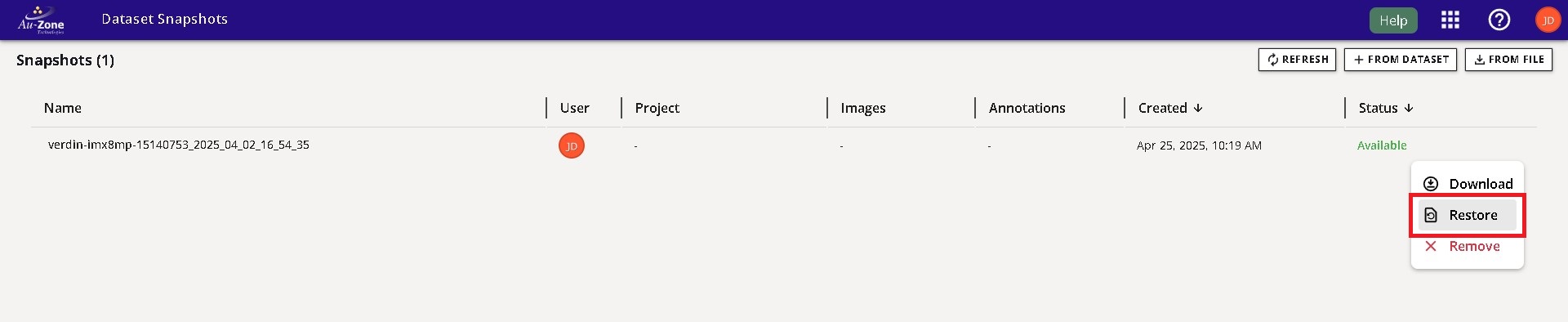 Restore Snapshot