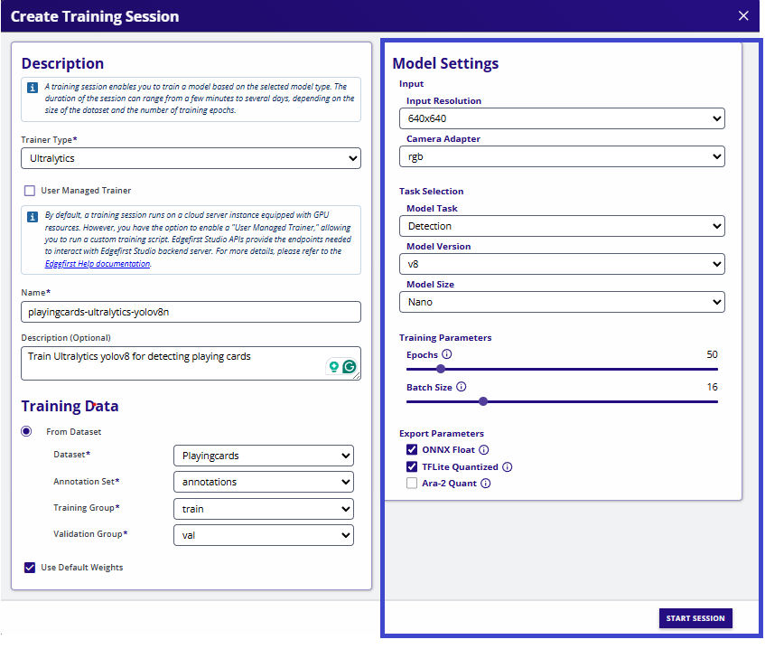 Configure and Train