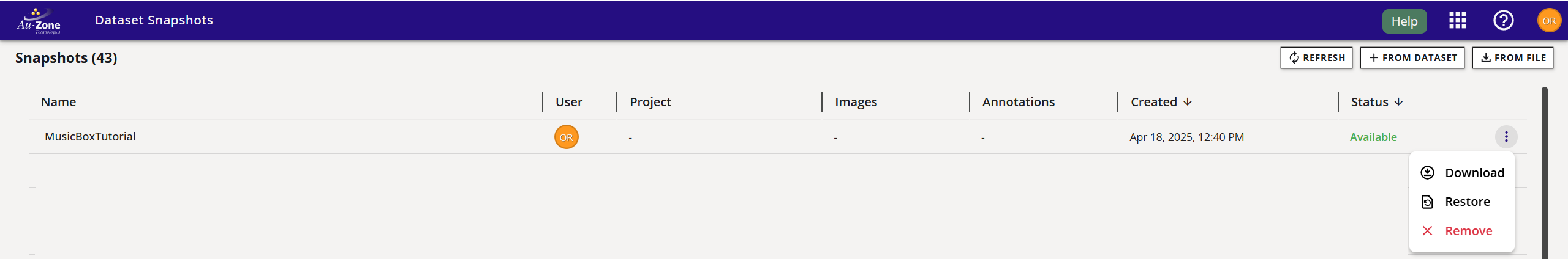Restore Snapshot