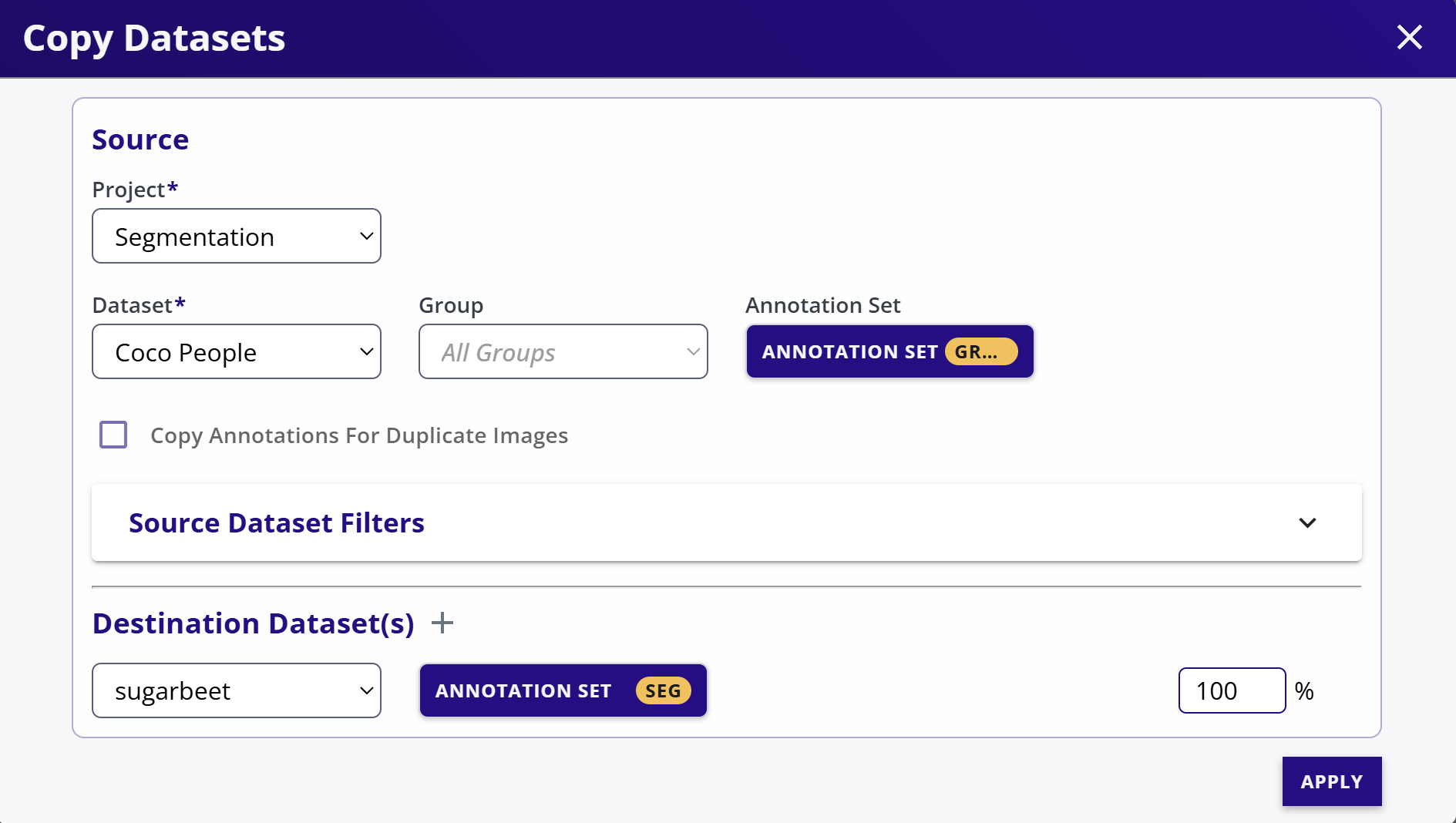 Copying Datasets