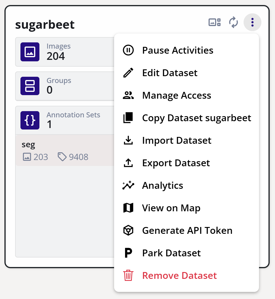 Extended Dataset Menu