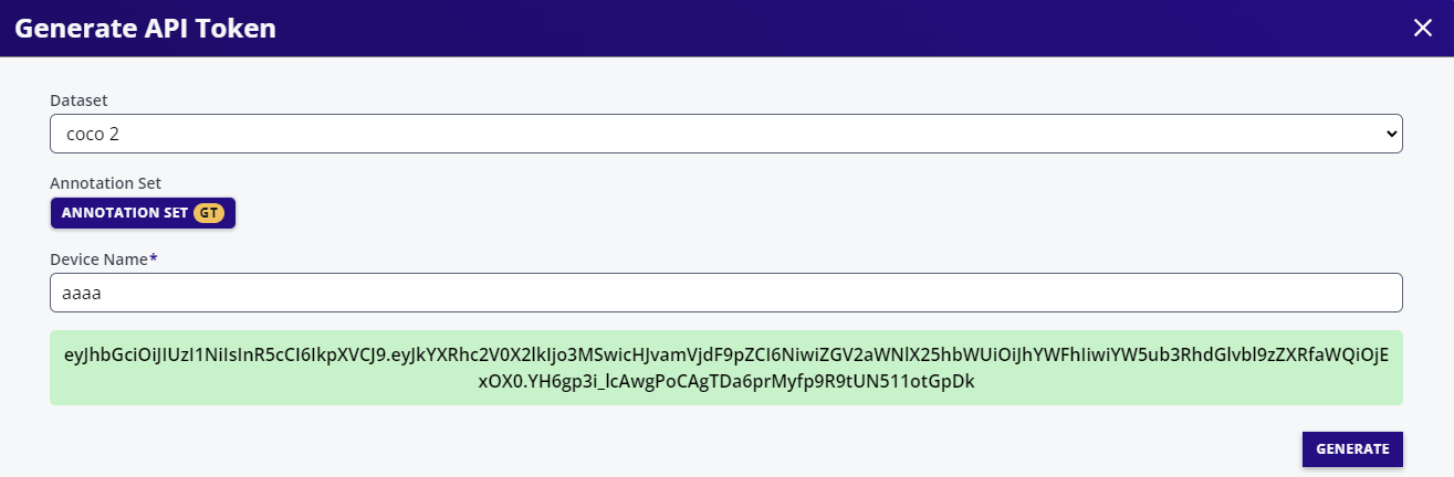 Generated API Token