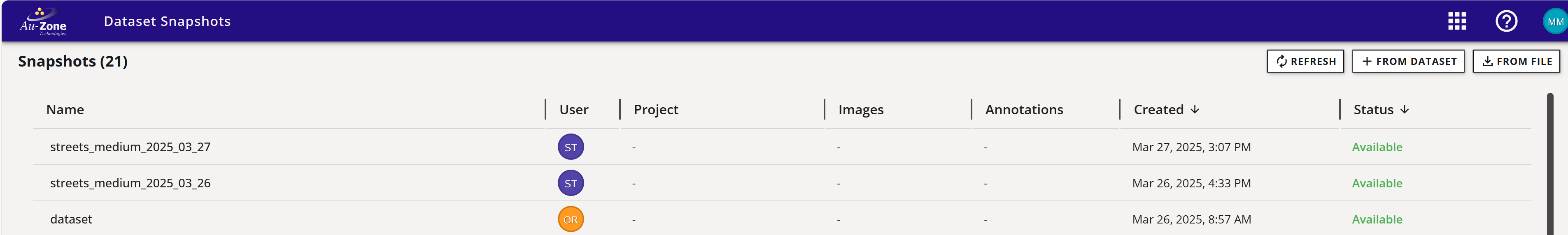 Snapshot List