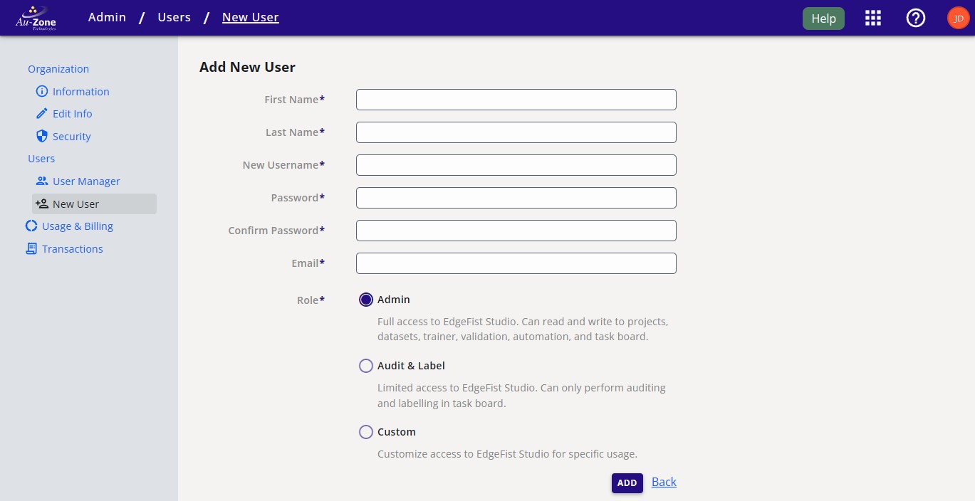 New User Fields