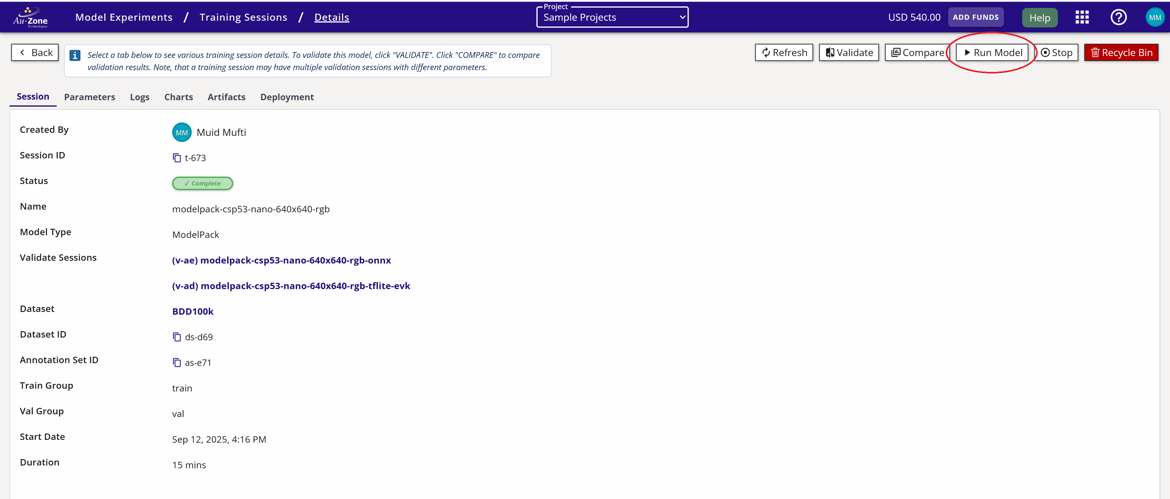 Training Session Details