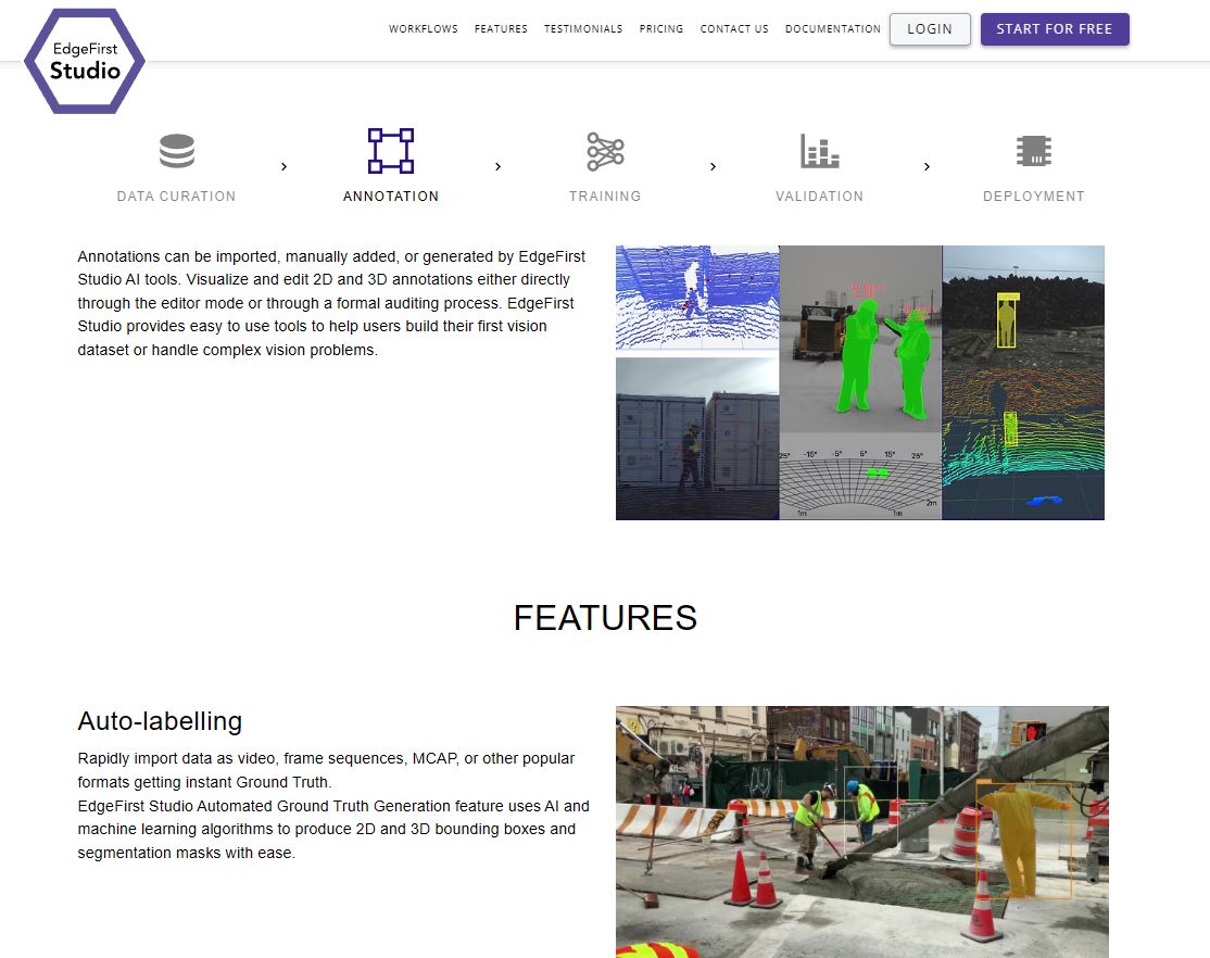 EdgeFirst Studio Landing Page