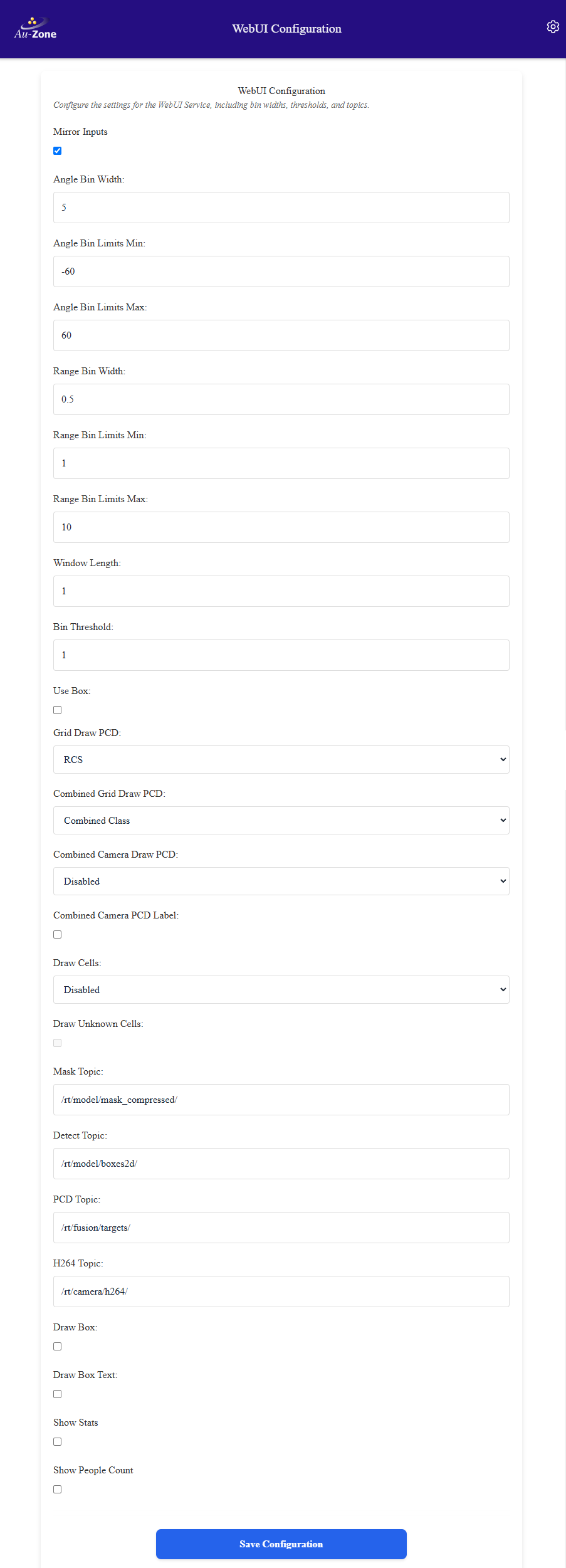 Web UI Settings page