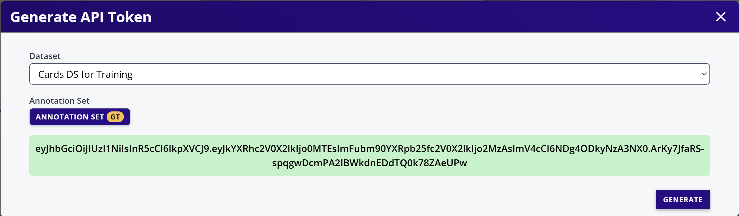 Generated API Token