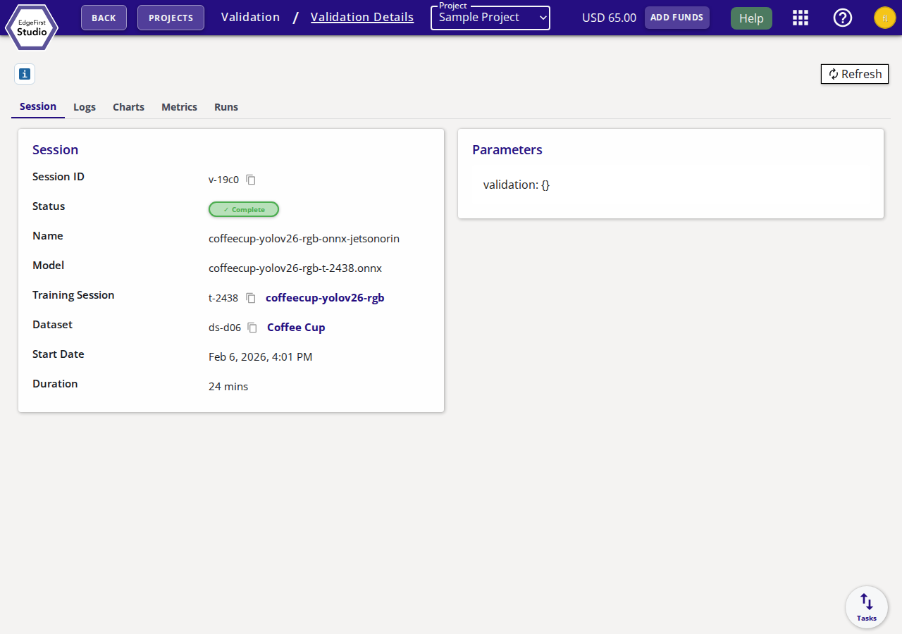 Validation Session Details