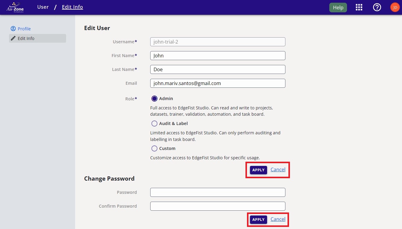 Edit Profile Information