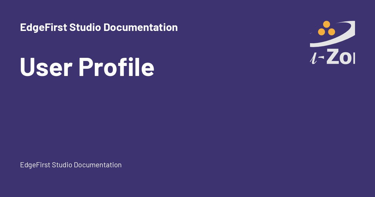 User Profile - EdgeFirst Studio Documentation