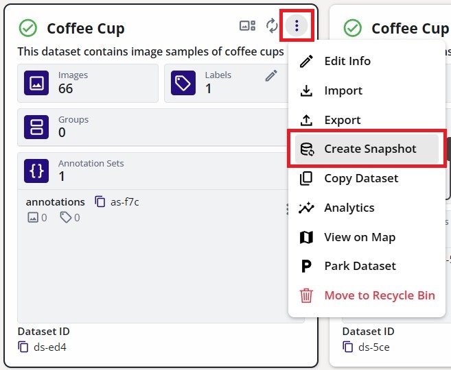 Create Snapshot From Dataset