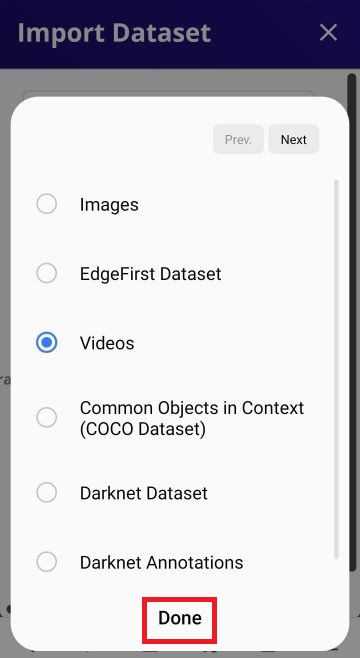 Dataset Video Import