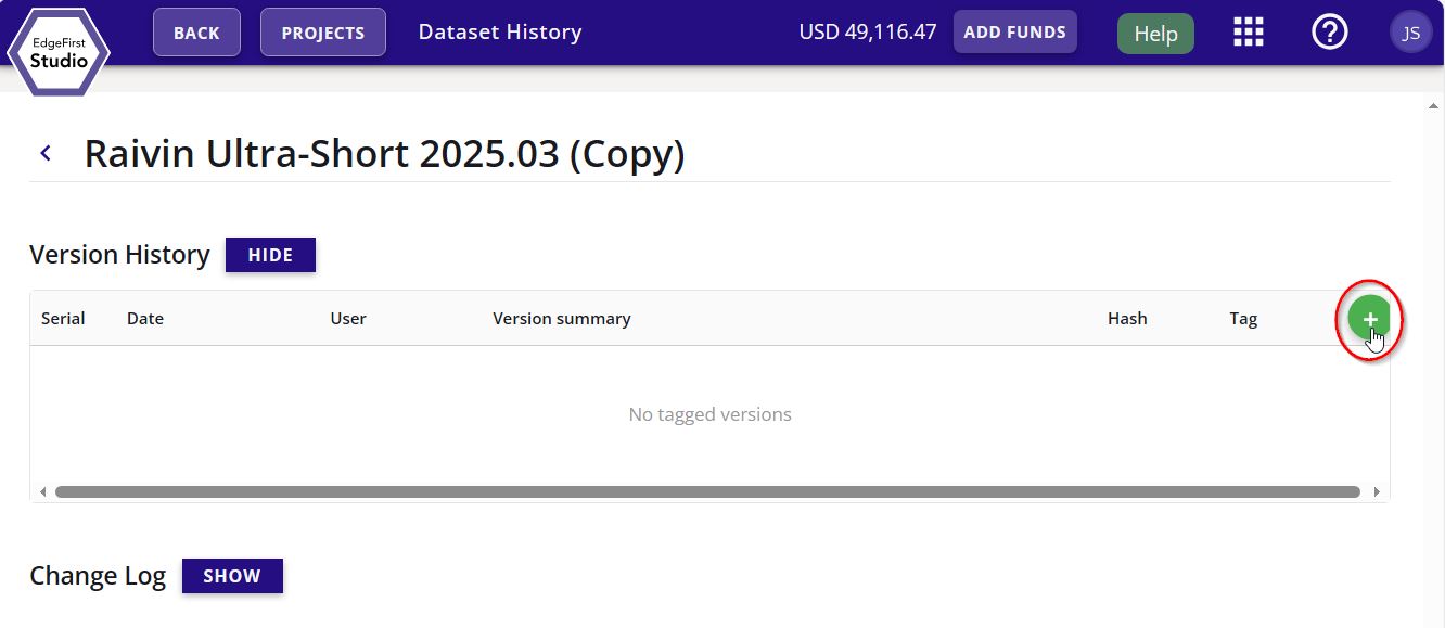 Tag Dataset Button