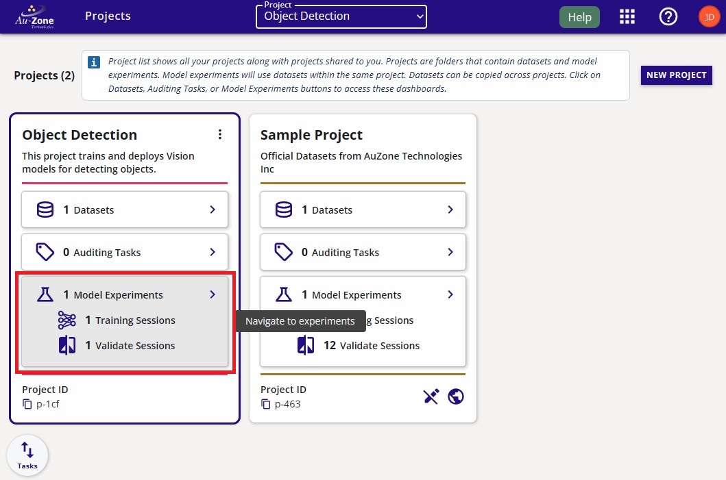 Model Experiments Page