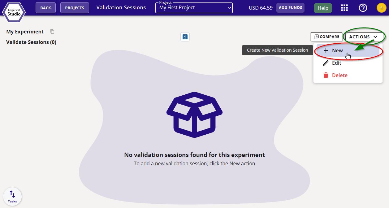 New Session Button