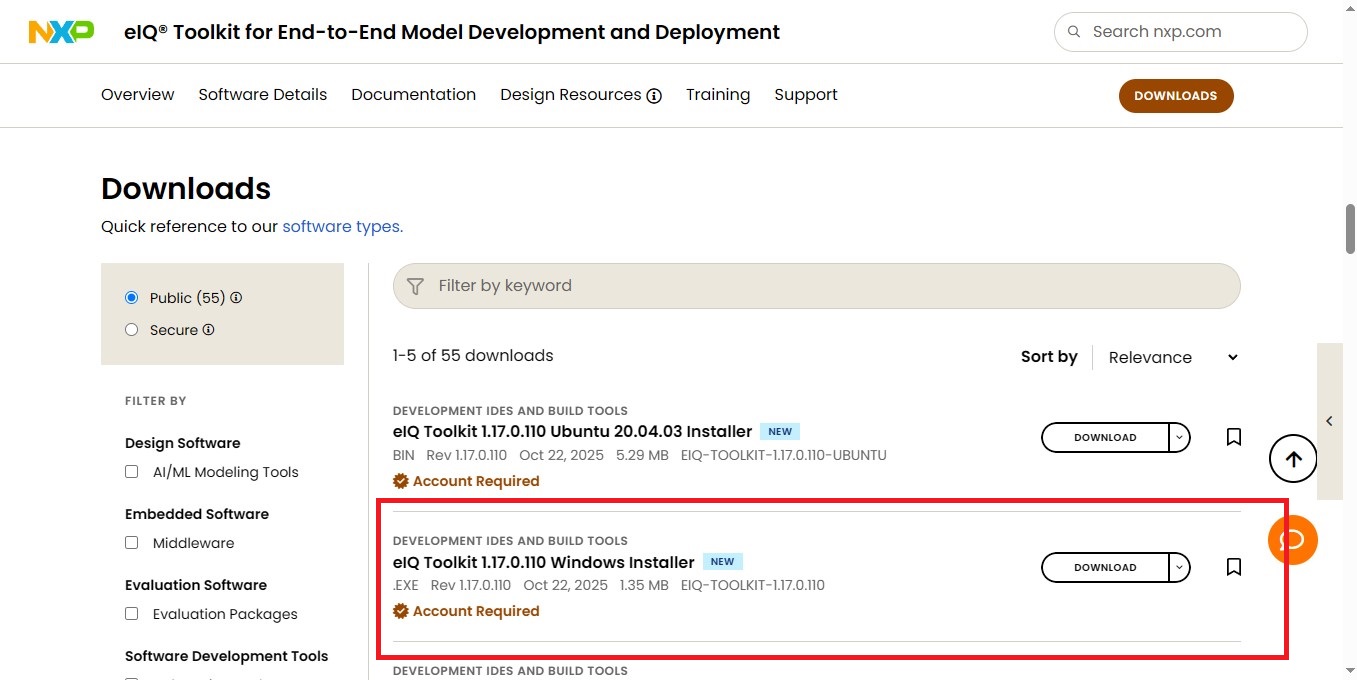 eIQ Toolkit Installer