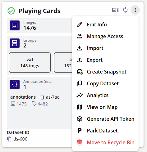 Extended Dataset Menu