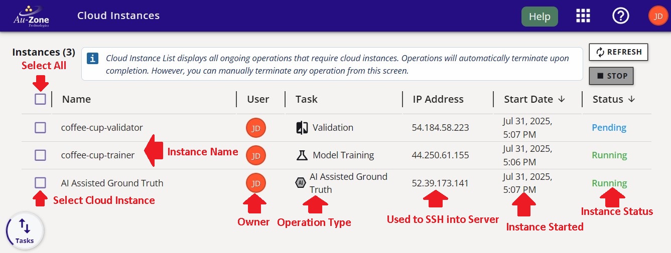 Cloud Instances Page