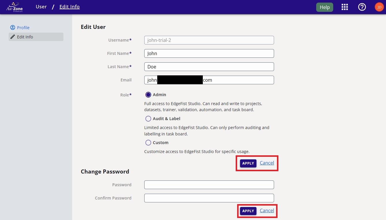 Edit Profile Information