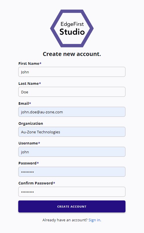Create a New Account