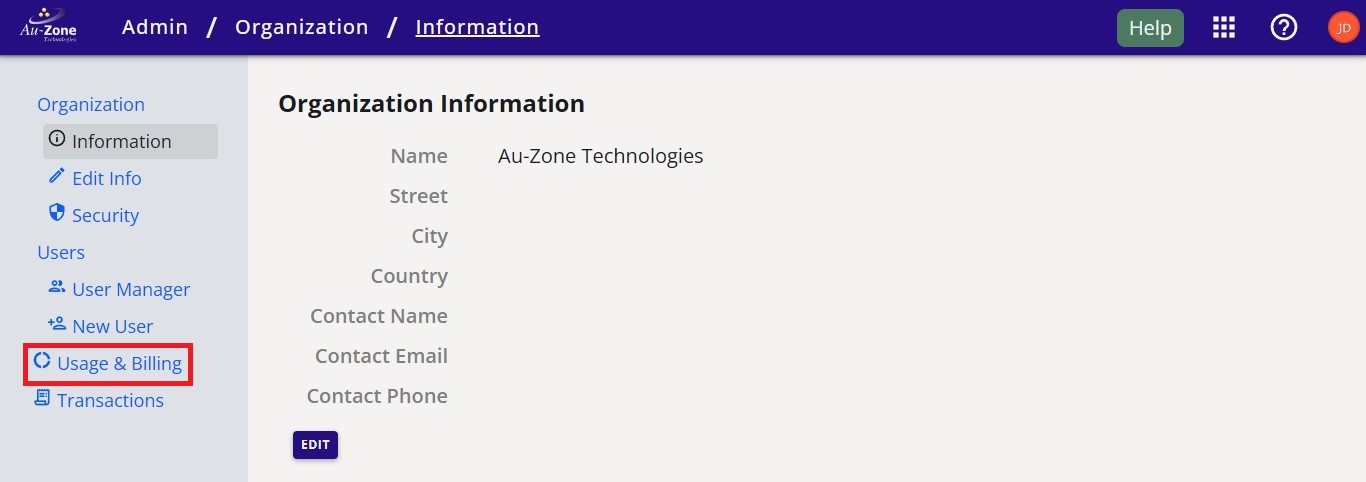 The location of the "Usage & Billing" button