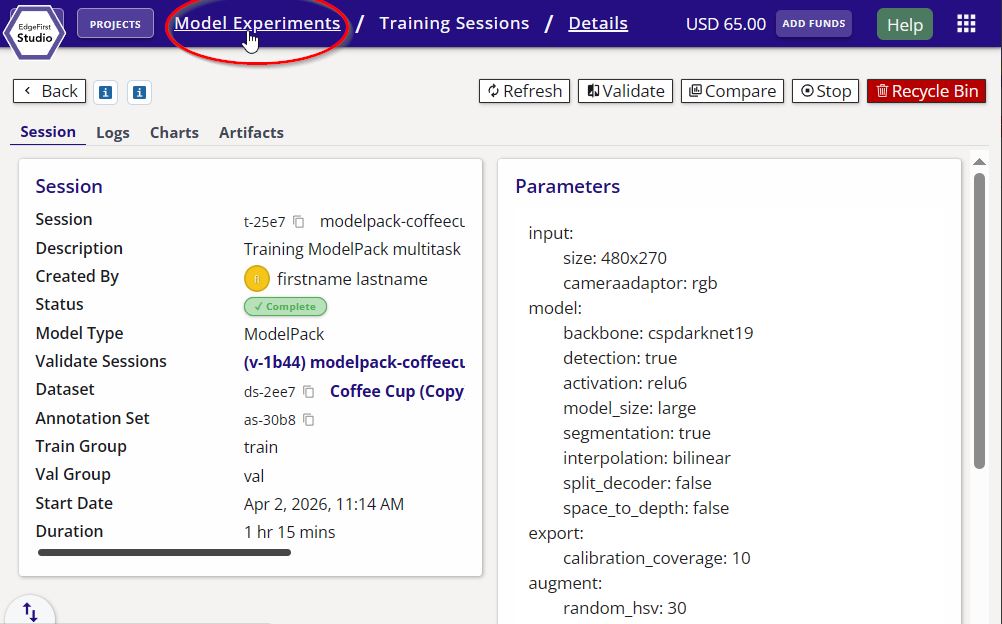 Go to Model Experiments