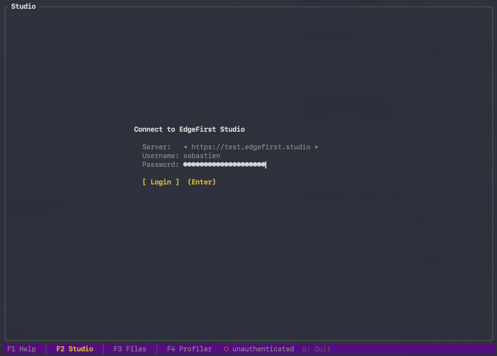 F2 Studio — login form