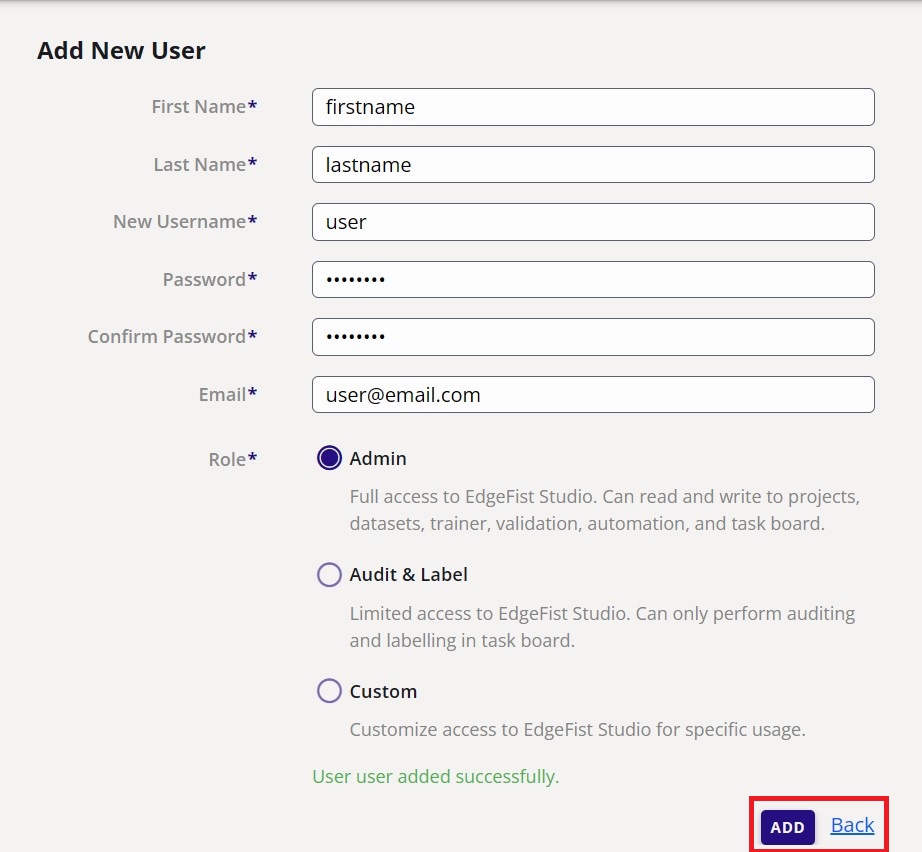 Added User